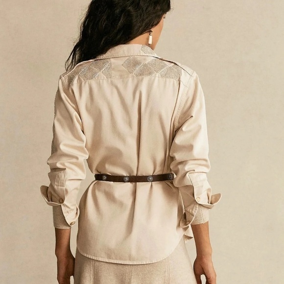 𝅺POLO by Ralph Lauren Beaded Twill Button Down Shirt NWT Sz XXL - Picture 4 of 13